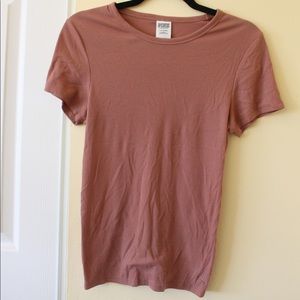 PINK WOMENS RIBBED SHIRT
